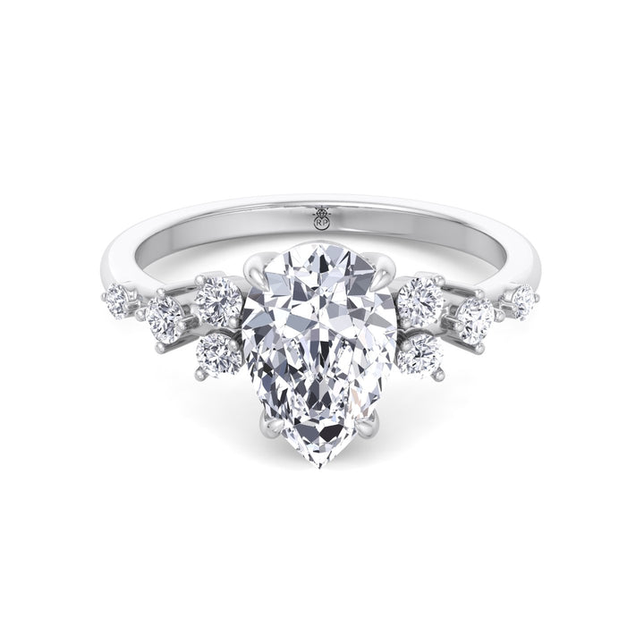 Pear Shape Engagement Ring with Round Sidestones