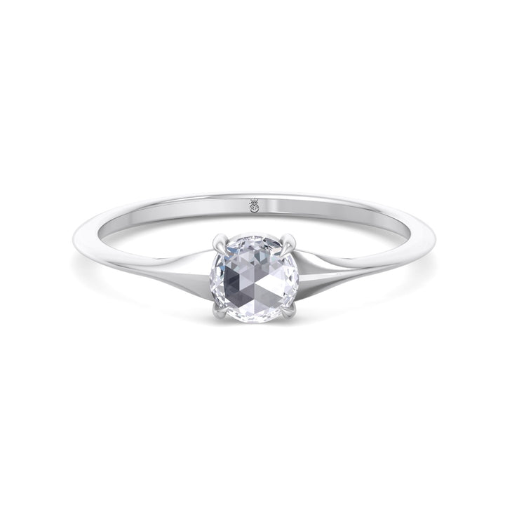 Rose Cut Round Shape Sword Edge Solitaire Engagement Ring