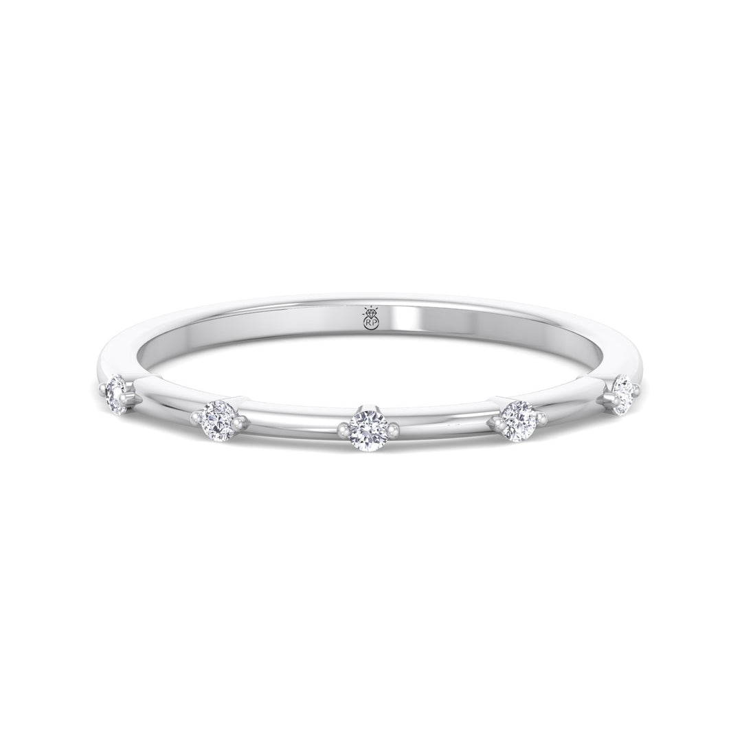 5 Stone Round Shape Wedding Band