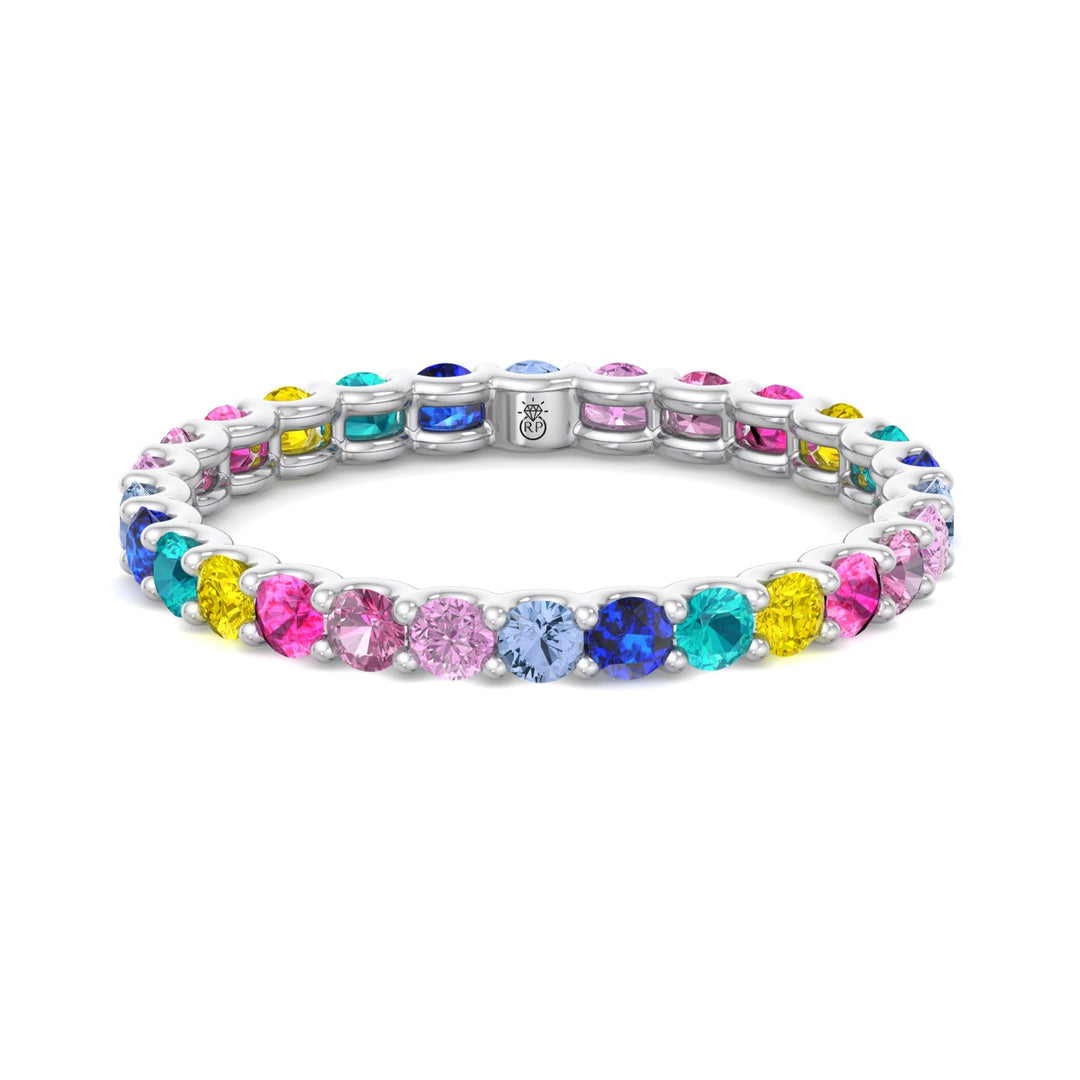 Multi Color Round Shape Eternity Band