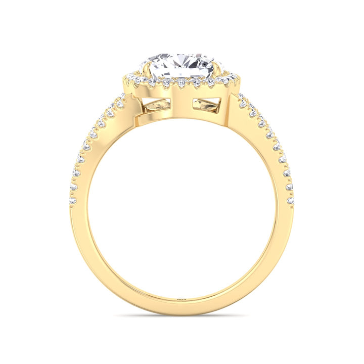 Cushion Cut Halo Engagement Ring with Split Pave Band