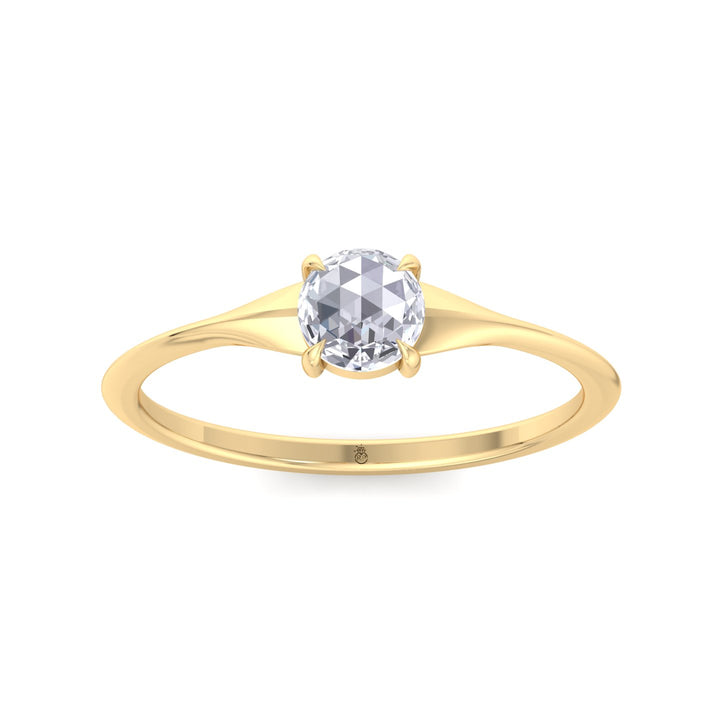 Rose Cut Round Shape Sword Edge Solitaire Engagement Ring