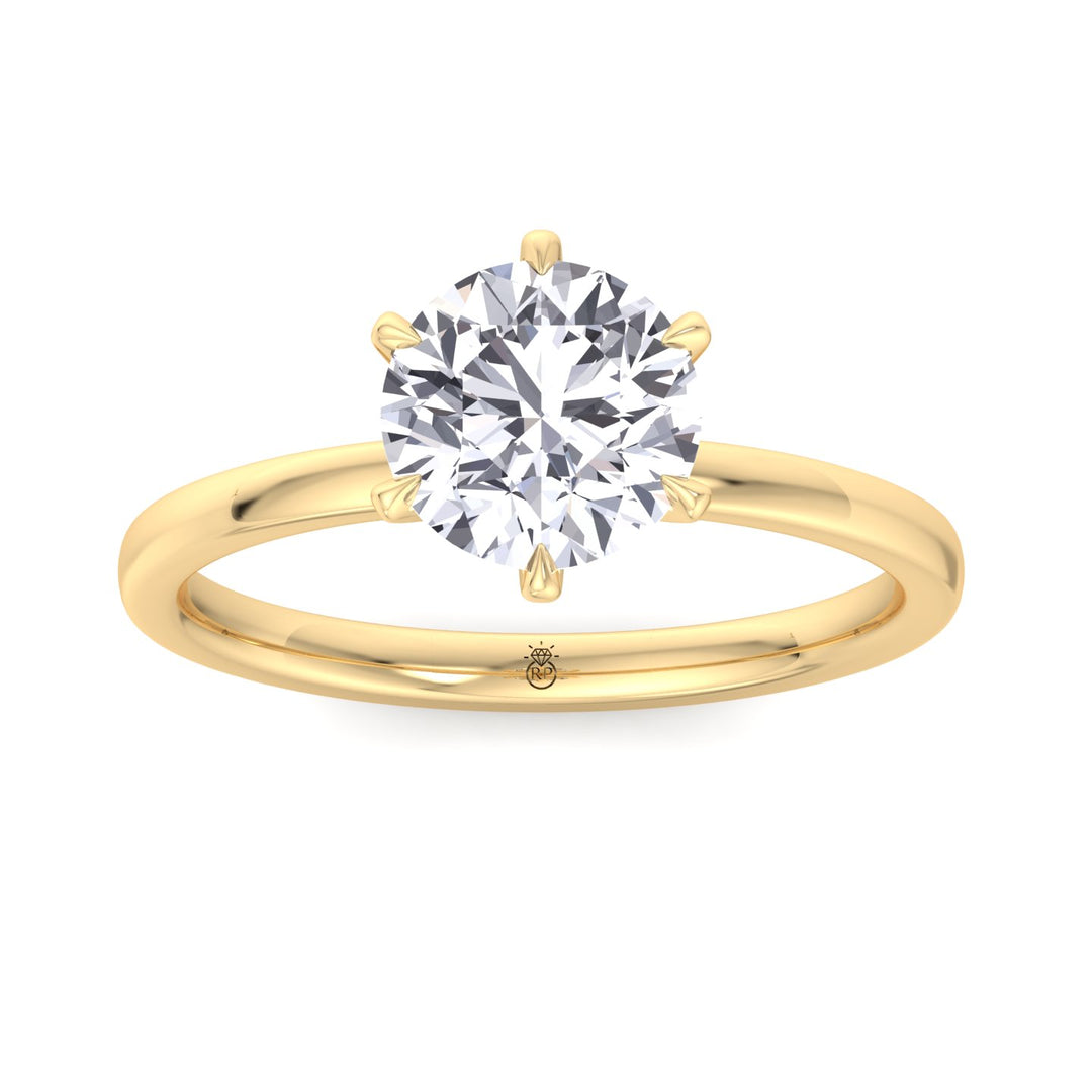 Round Cut Six Prong Solitaire Engagement Ring With Hidden Halo