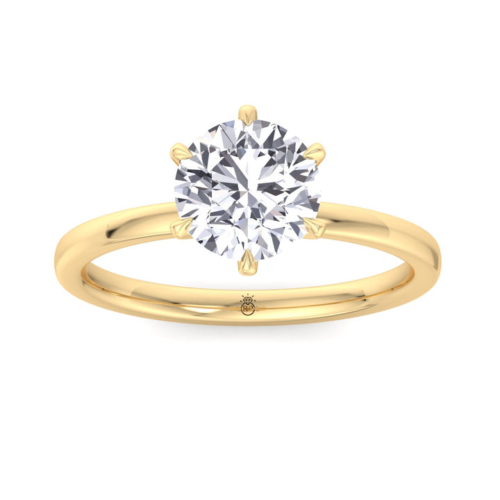 Round Cut Six Prong Solitaire Engagement Ring With Hidden Halo
