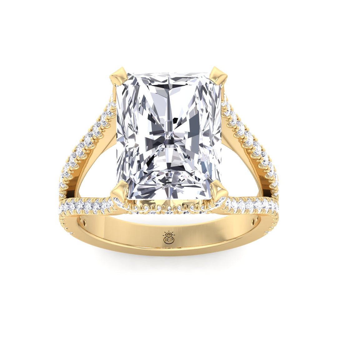 Radiant Cut Halo Engagement Ring with a Split Band