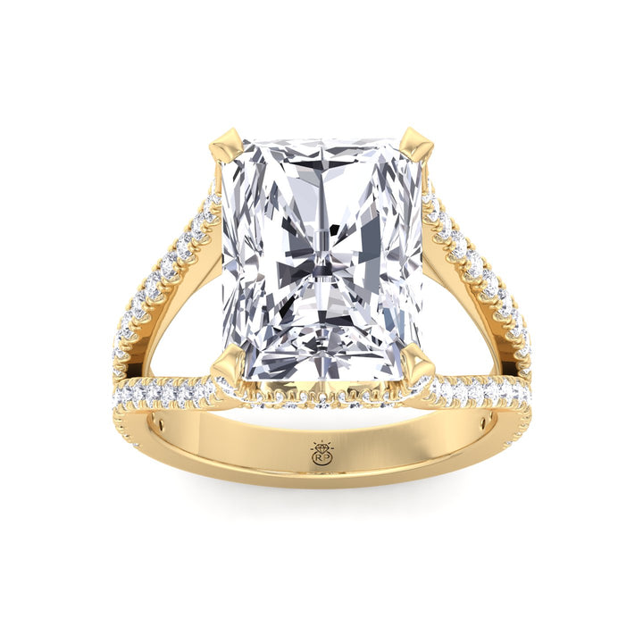 Radiant Cut Halo Engagement Ring with a Split Band