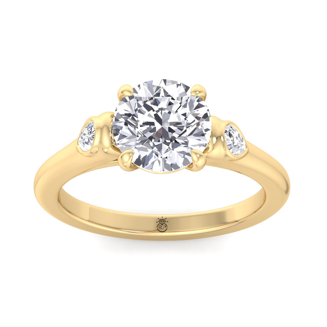 Round Cut Engagement Ring with Bezel Side Stones