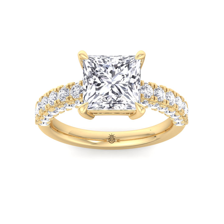 Princess Shape Engagement Ring with a Halfway Pave Band
