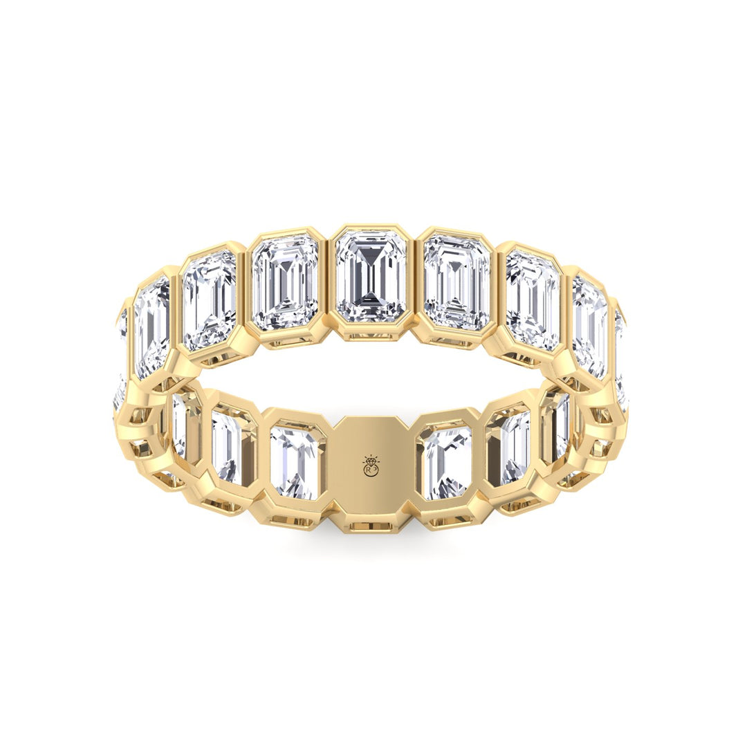 Emerald Shape Bezel Set Eternity Band