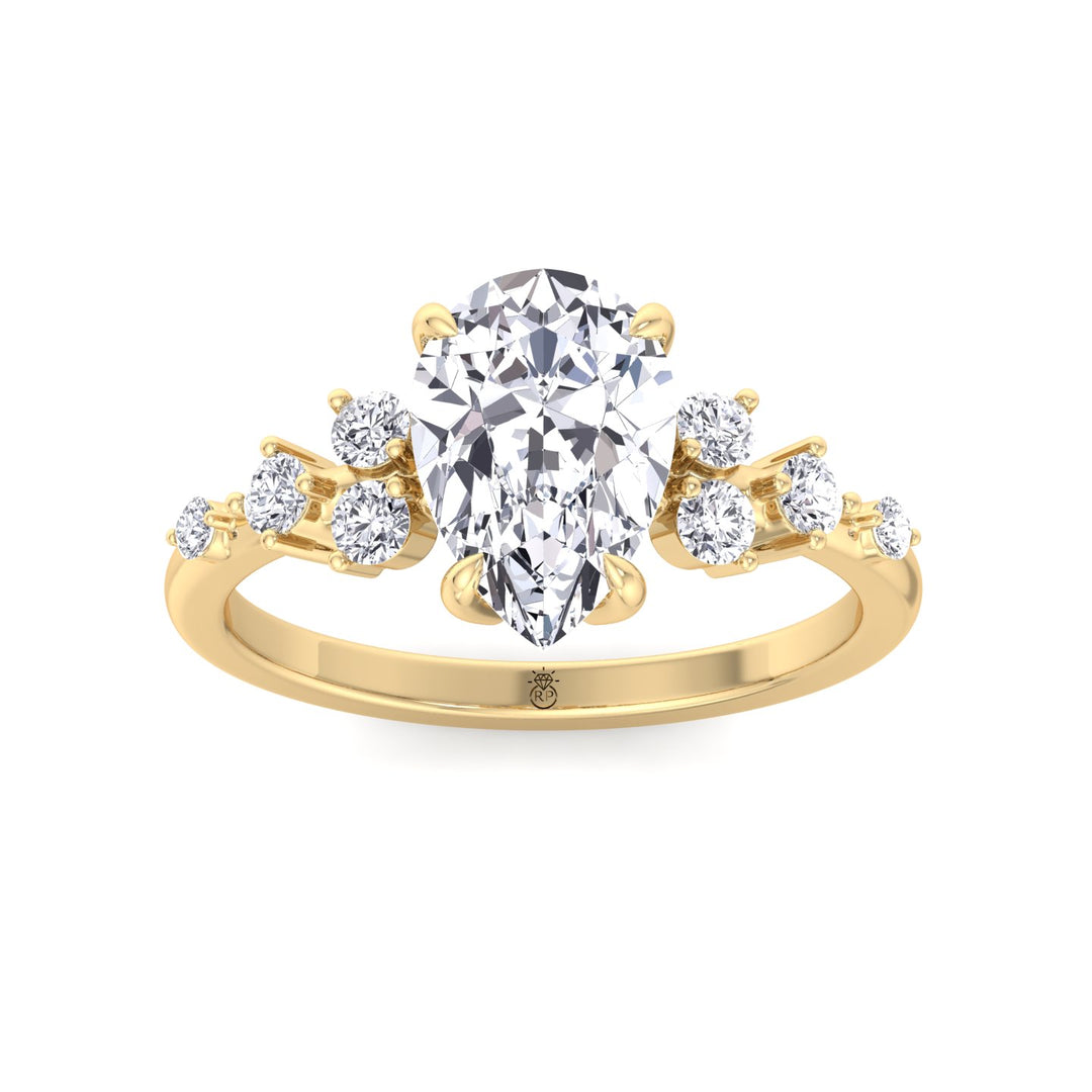 Pear Shape Engagement Ring with Round Sidestones