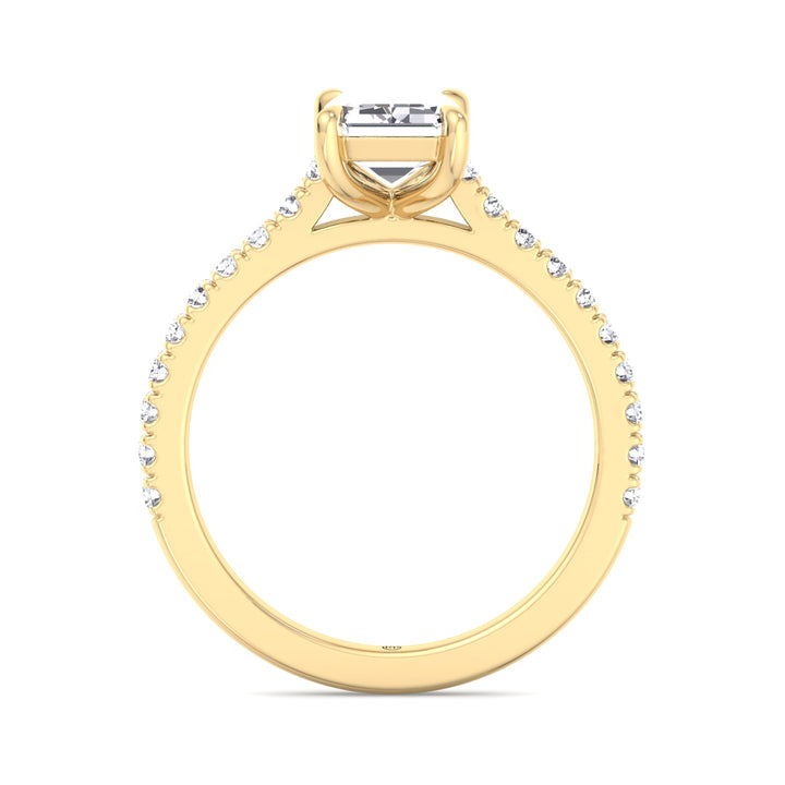 Emerald Shape Engagement Ring with Cathedral Style Pave Band