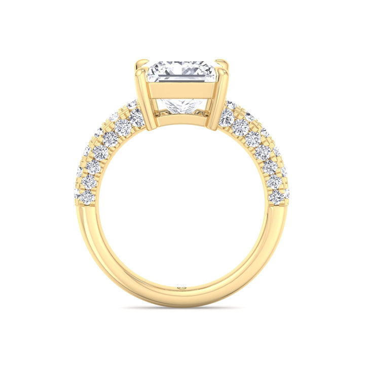 Princess Shape Engagement Ring with a Halfway Pave Band