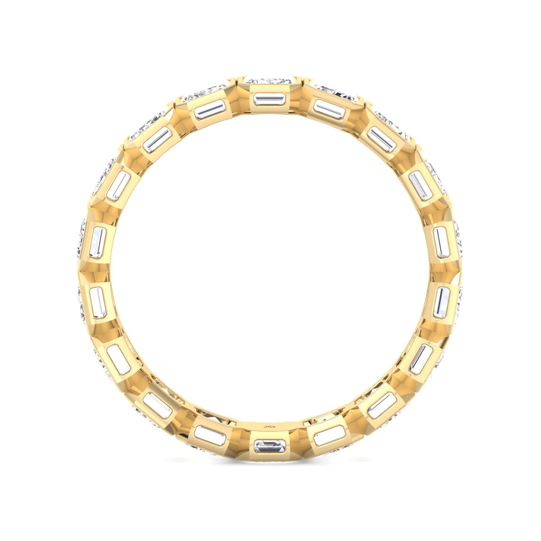 Emerald Shape Bezel Set Eternity Band