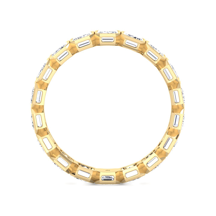 Emerald Shape Bezel Set Eternity Band