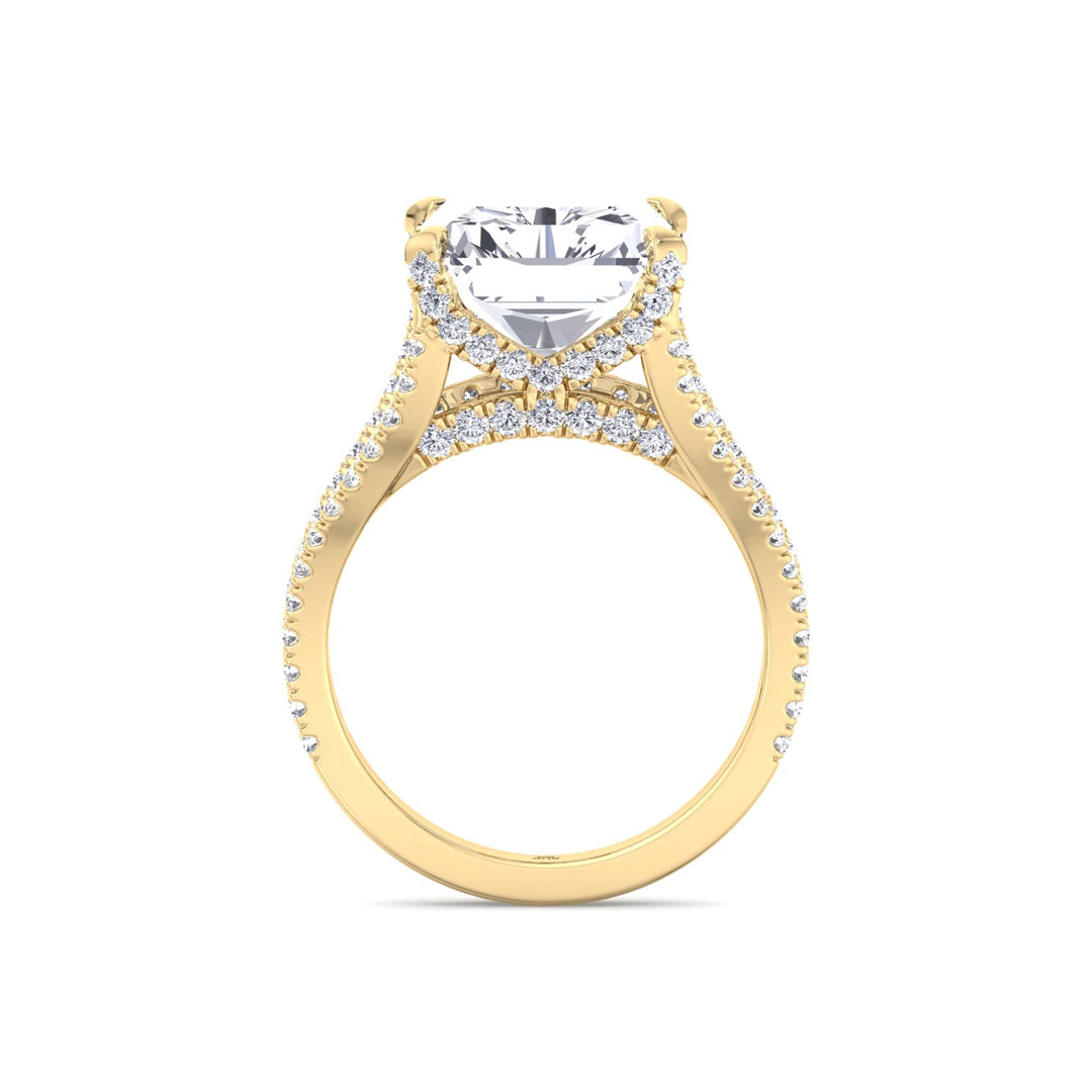 Radiant Cut Halo Engagement Ring with a Split Band