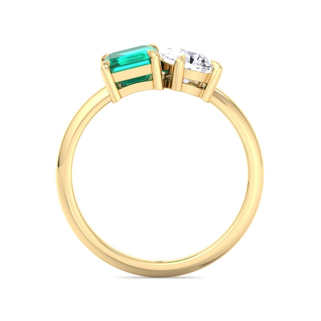 Toi et Moi Green Emerald &amp; Pear Shape Engagement Ring