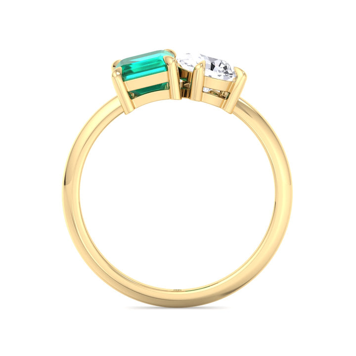 Toi et Moi Green Emerald &amp; Pear Shape Engagement Ring