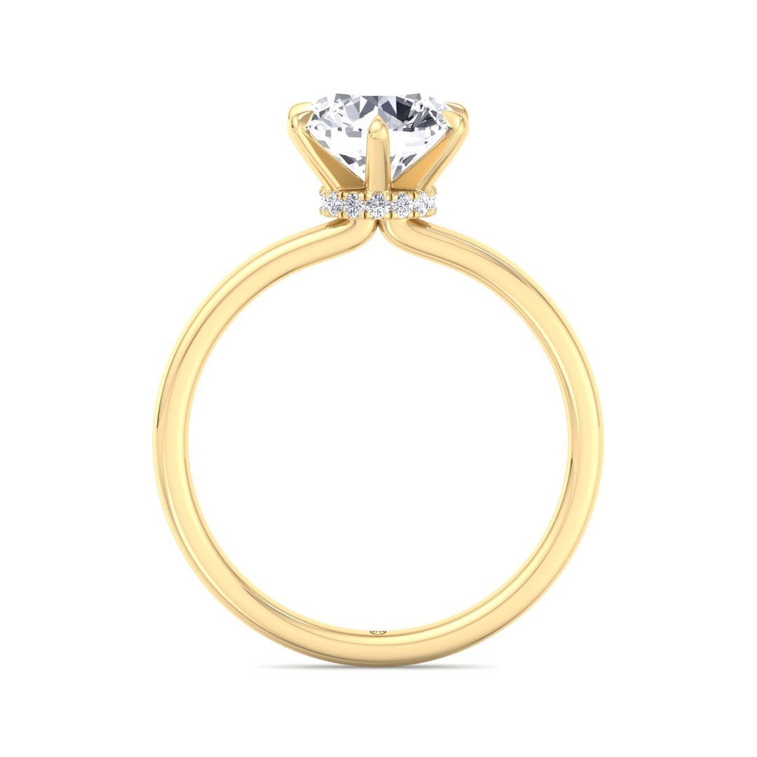 Round Cut Six Prong Solitaire Engagement Ring With Hidden Halo