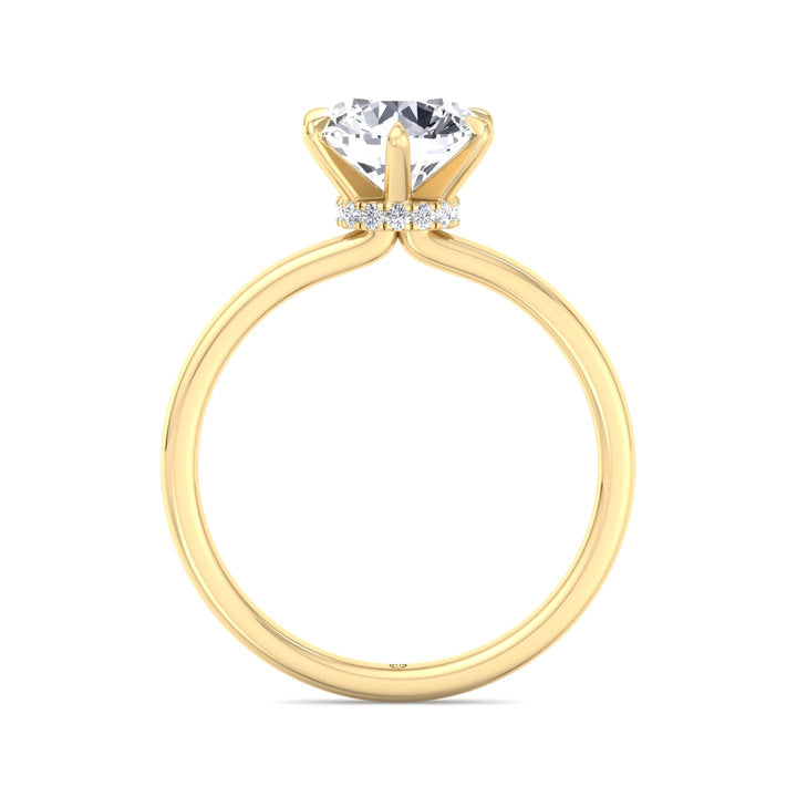Round Cut Six Prong Solitaire Engagement Ring With Hidden Halo