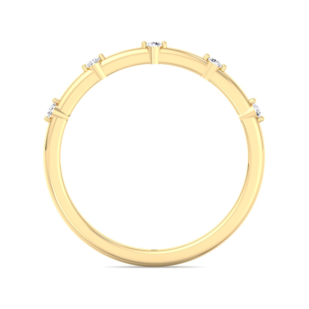 5 Stone Round Shape Wedding Band