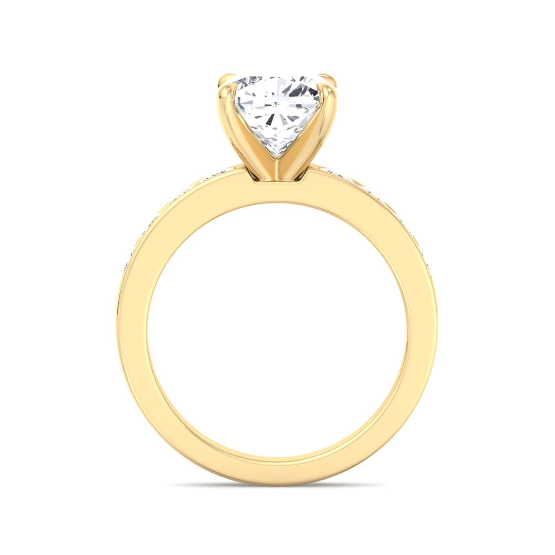 Cushion Cut Engagement Ring With Princess Cut Sidestones
