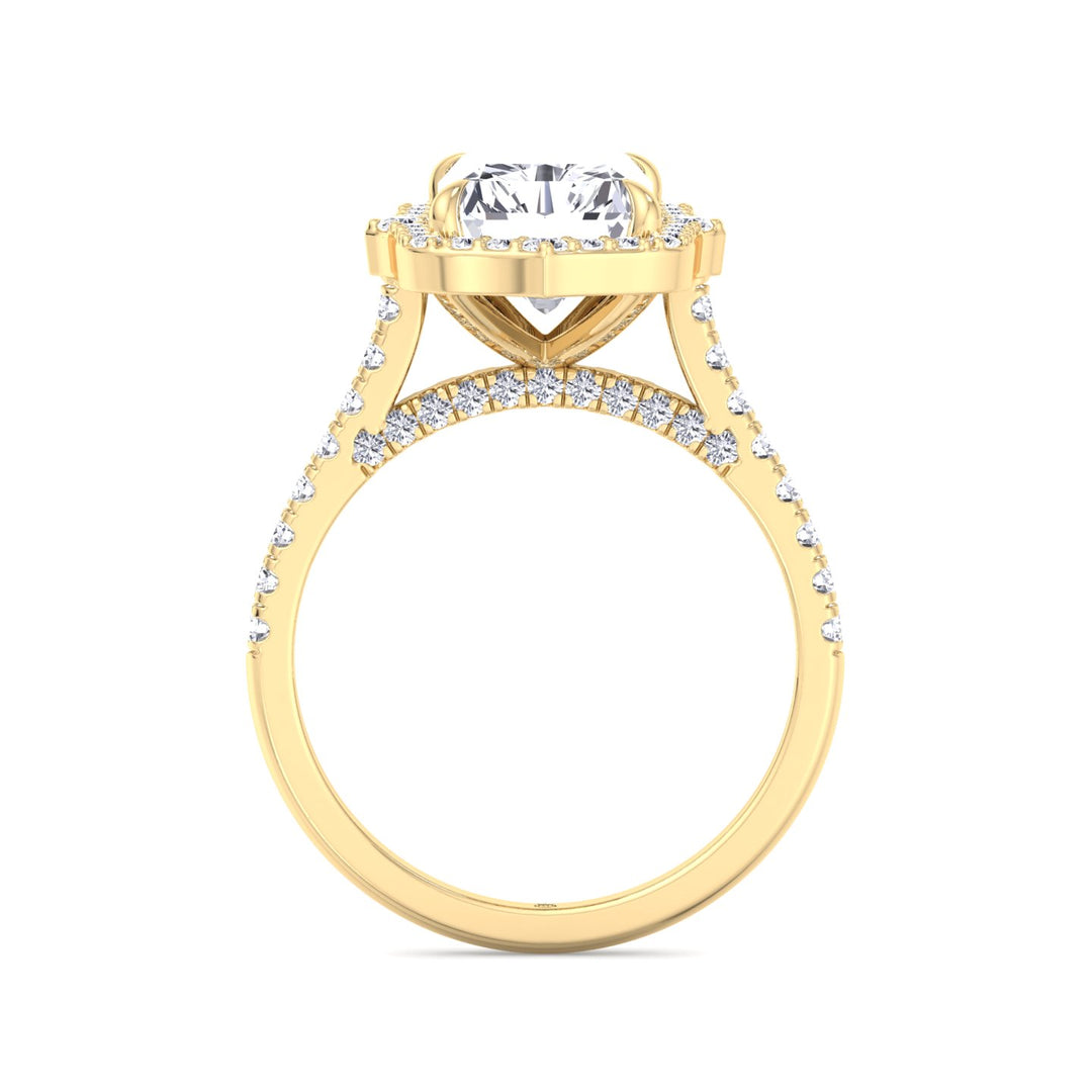 Radiant Cut Vintage Style Engagement Ring with Pave Band