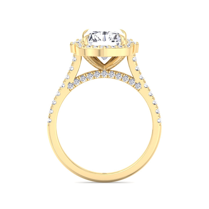 Radiant Cut Vintage Style Engagement Ring with Pave Band