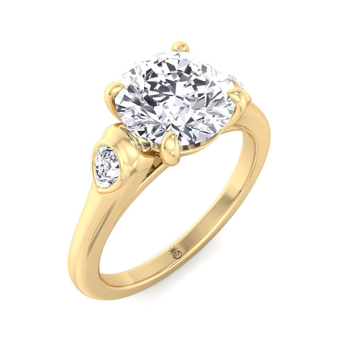 Round Cut Engagement Ring with Bezel Side Stones
