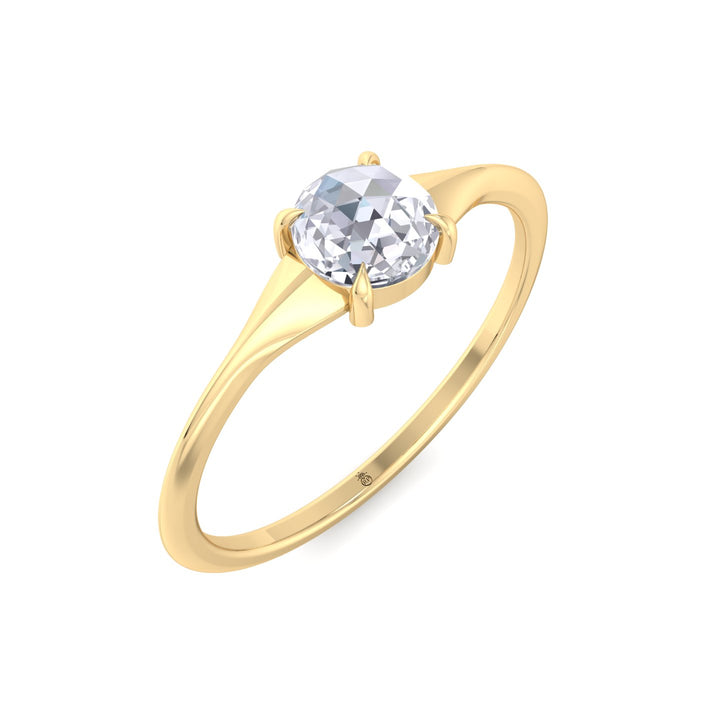 Rose Cut Round Shape Sword Edge Solitaire Engagement Ring