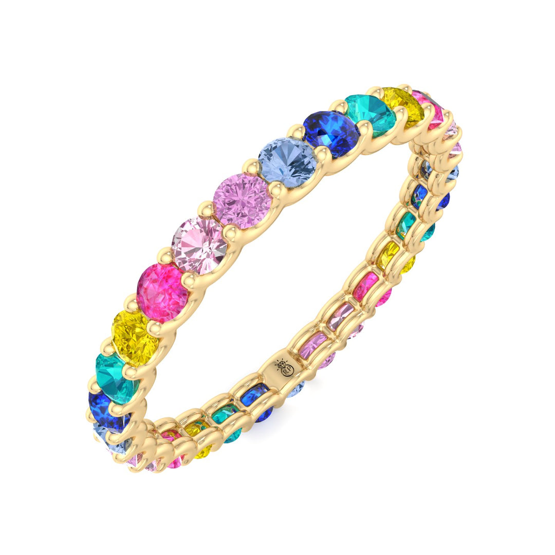 Multi Color Round Shape Eternity Band