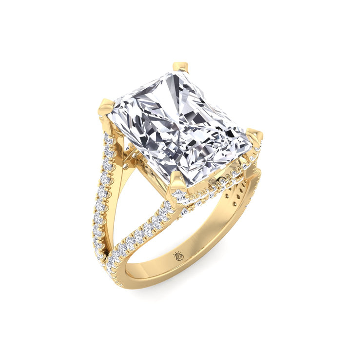 Radiant Cut Halo Engagement Ring with a Split Band