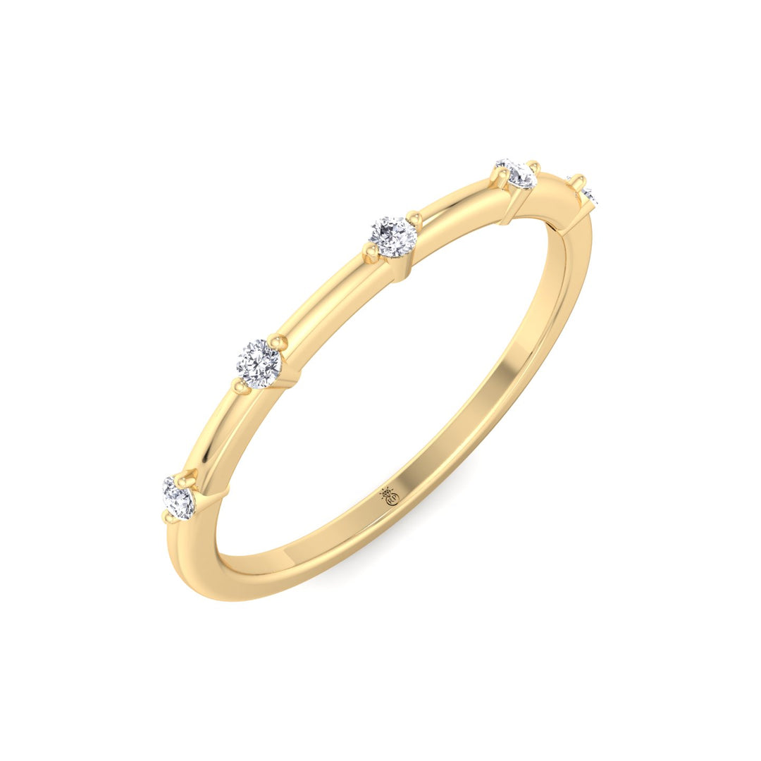 5 Stone Round Shape Wedding Band