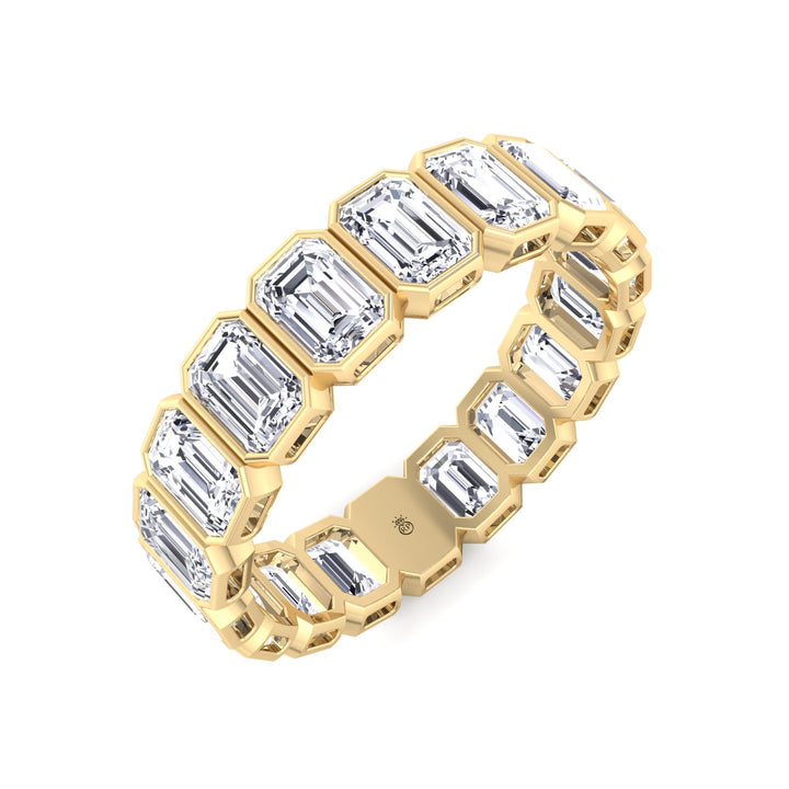 Emerald Shape Bezel Set Eternity Band