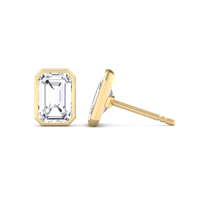 Bezel Set Emerald Shape Studs