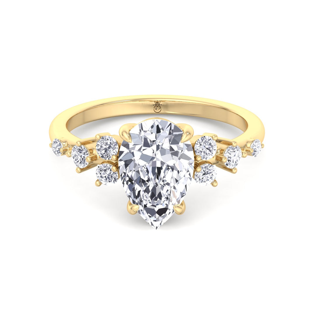 Pear Shape Engagement Ring with Round Sidestones