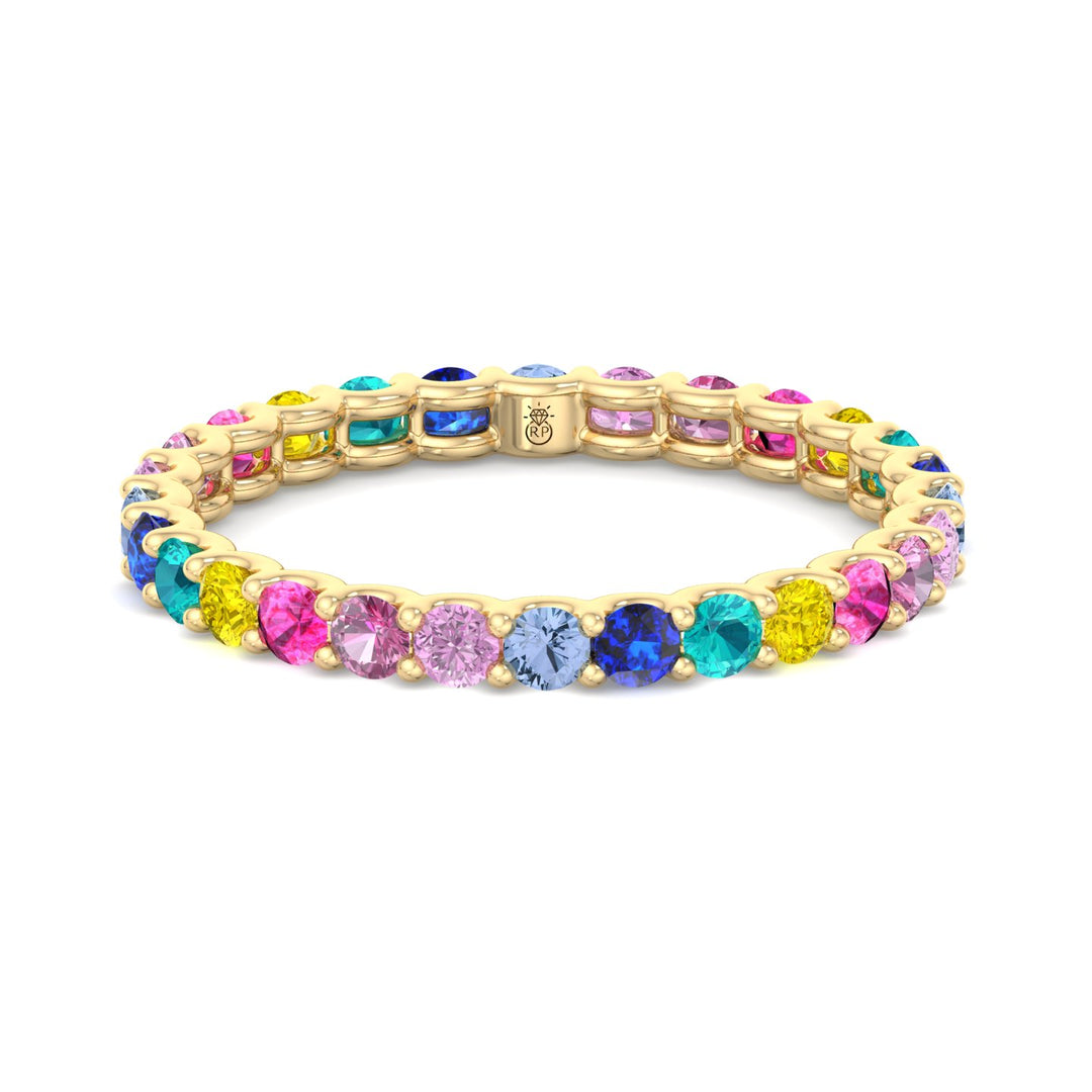 Multi Color Round Shape Eternity Band
