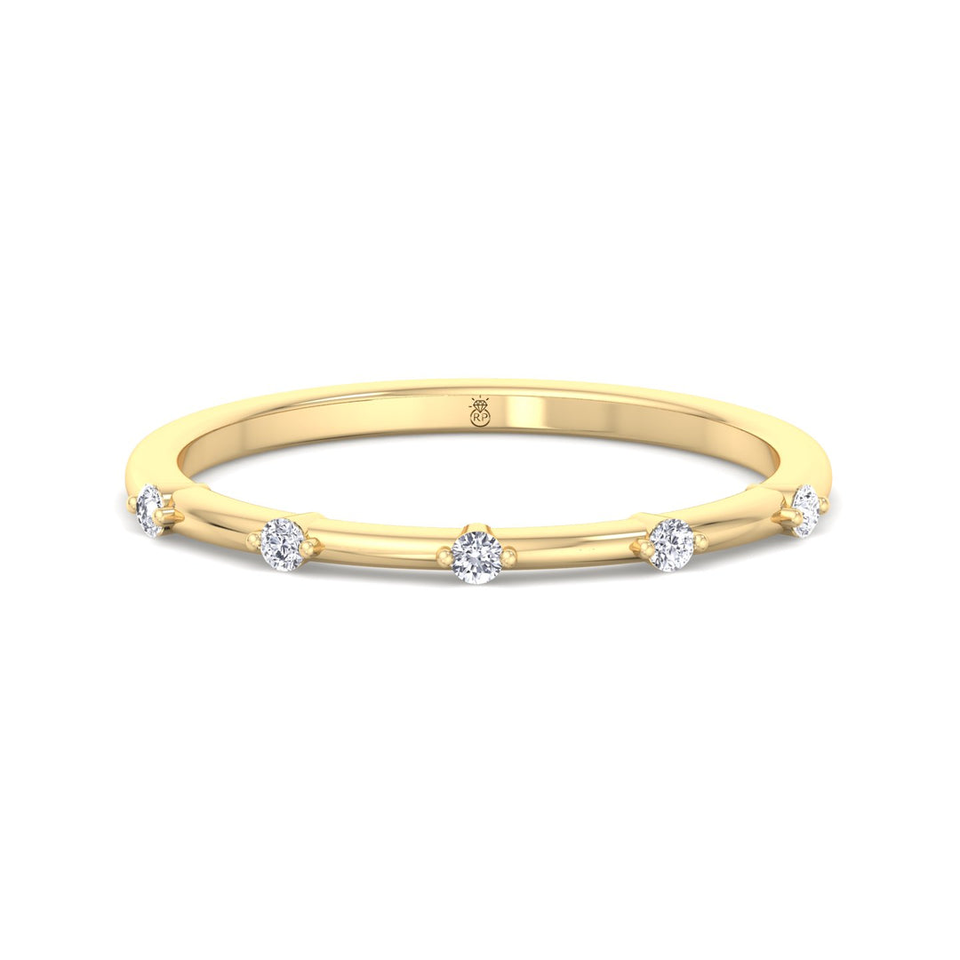 5 Stone Round Shape Wedding Band