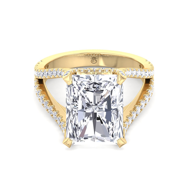 Radiant Cut Halo Engagement Ring with a Split Band