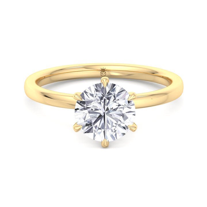Round Cut Six Prong Solitaire Engagement Ring With Hidden Halo