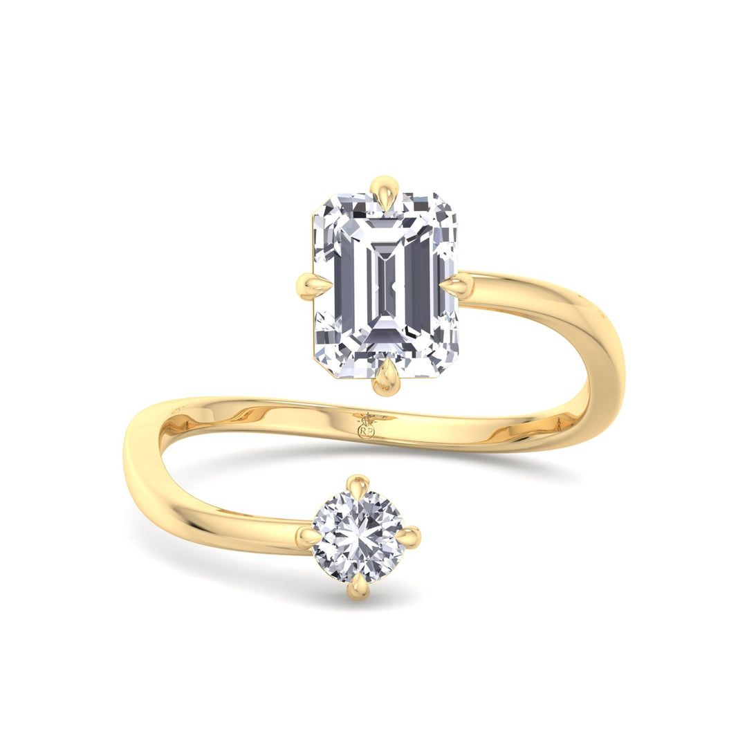Emerald Cut &amp; Round Cut Engagement Ring