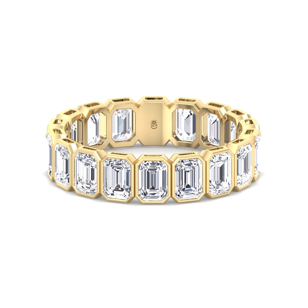Emerald Shape Bezel Set Eternity Band