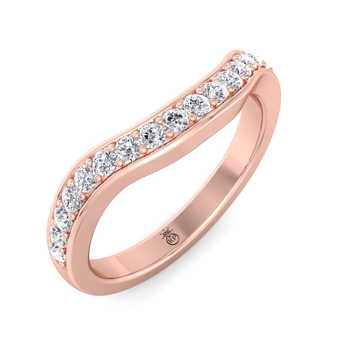 Channel Set Pave Wedding Band with Curve (.65CT)