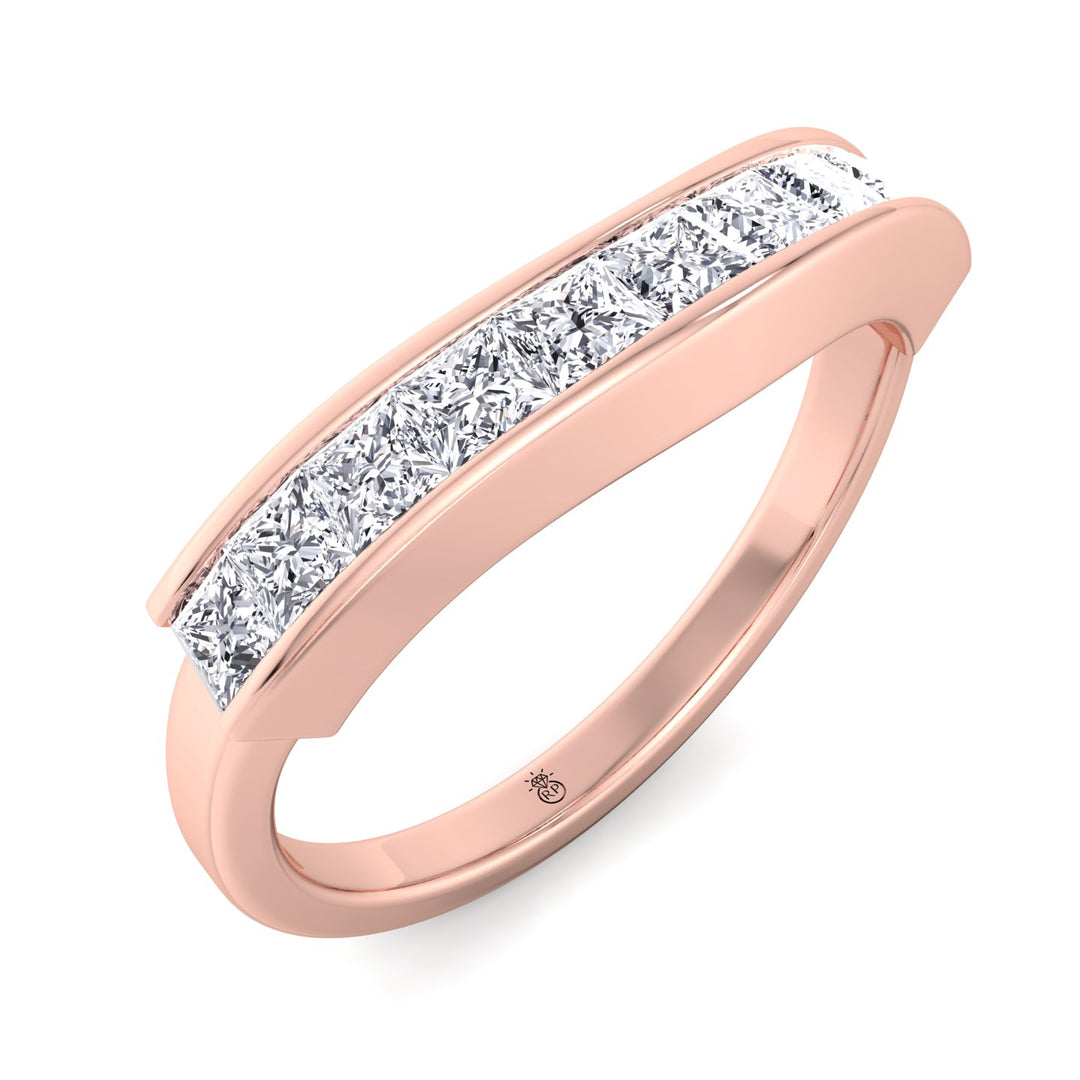 Half Eternity Wedding Band with Curve (0.48 CT)