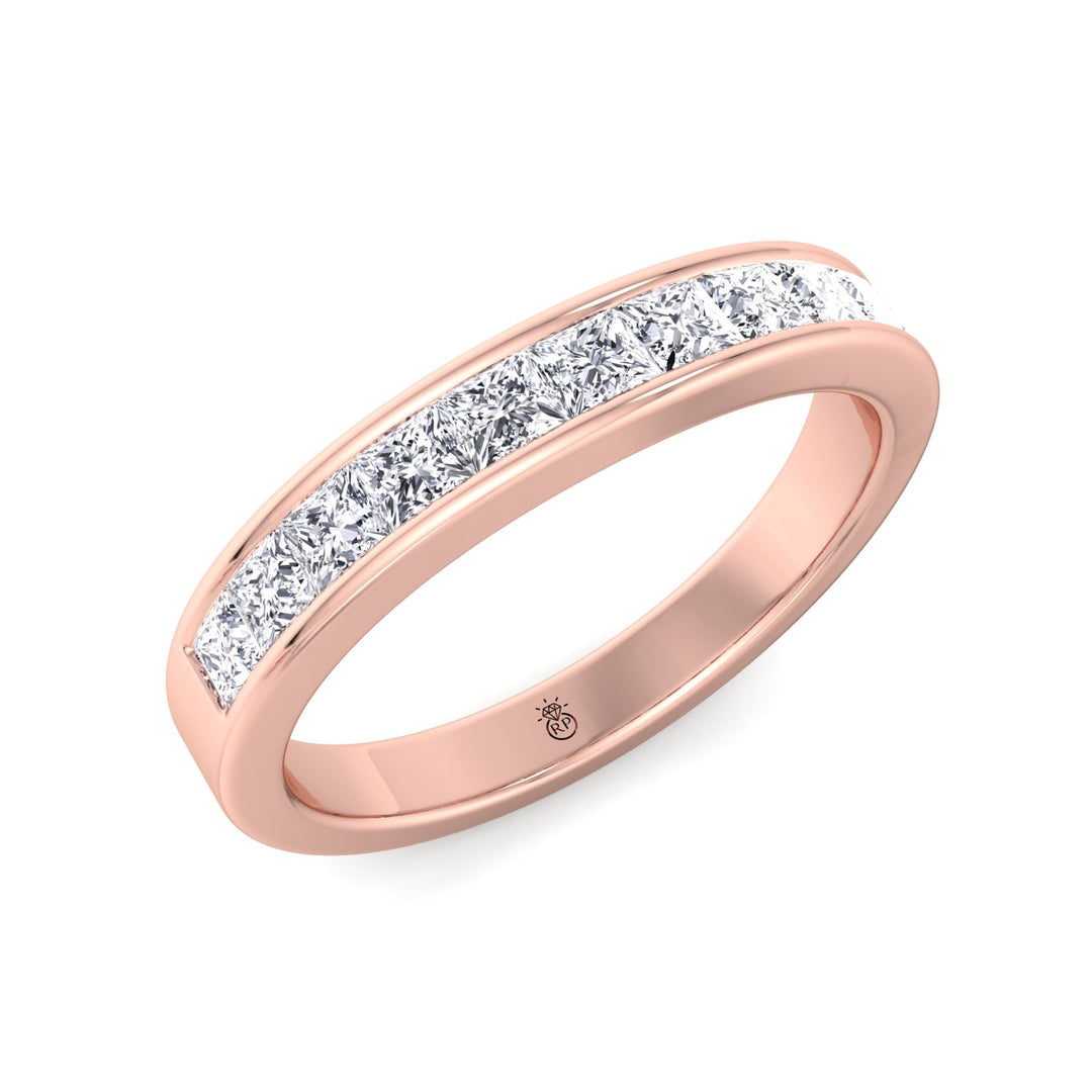 Channel Set Princess Shape Wedding Band (0.48 CT)