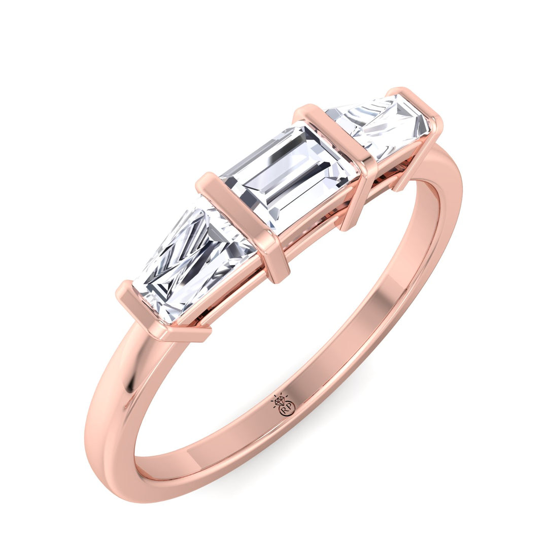 Emerald &amp; Tapered Baguette Shape Wedding Band (0.41 CT)