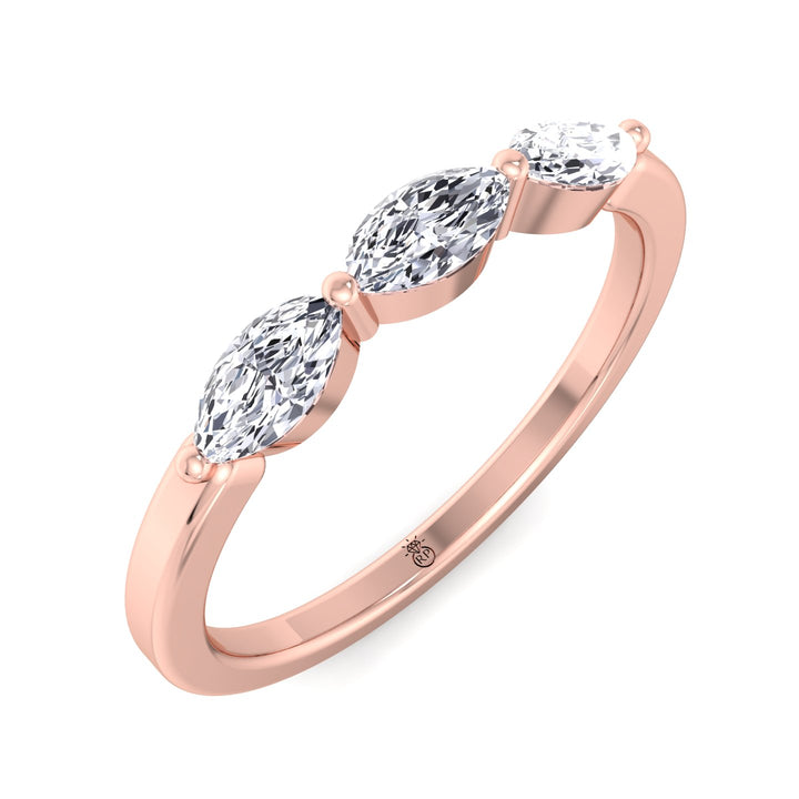 Three Stone Marquise Shape Wedding Band (0.26 CT)