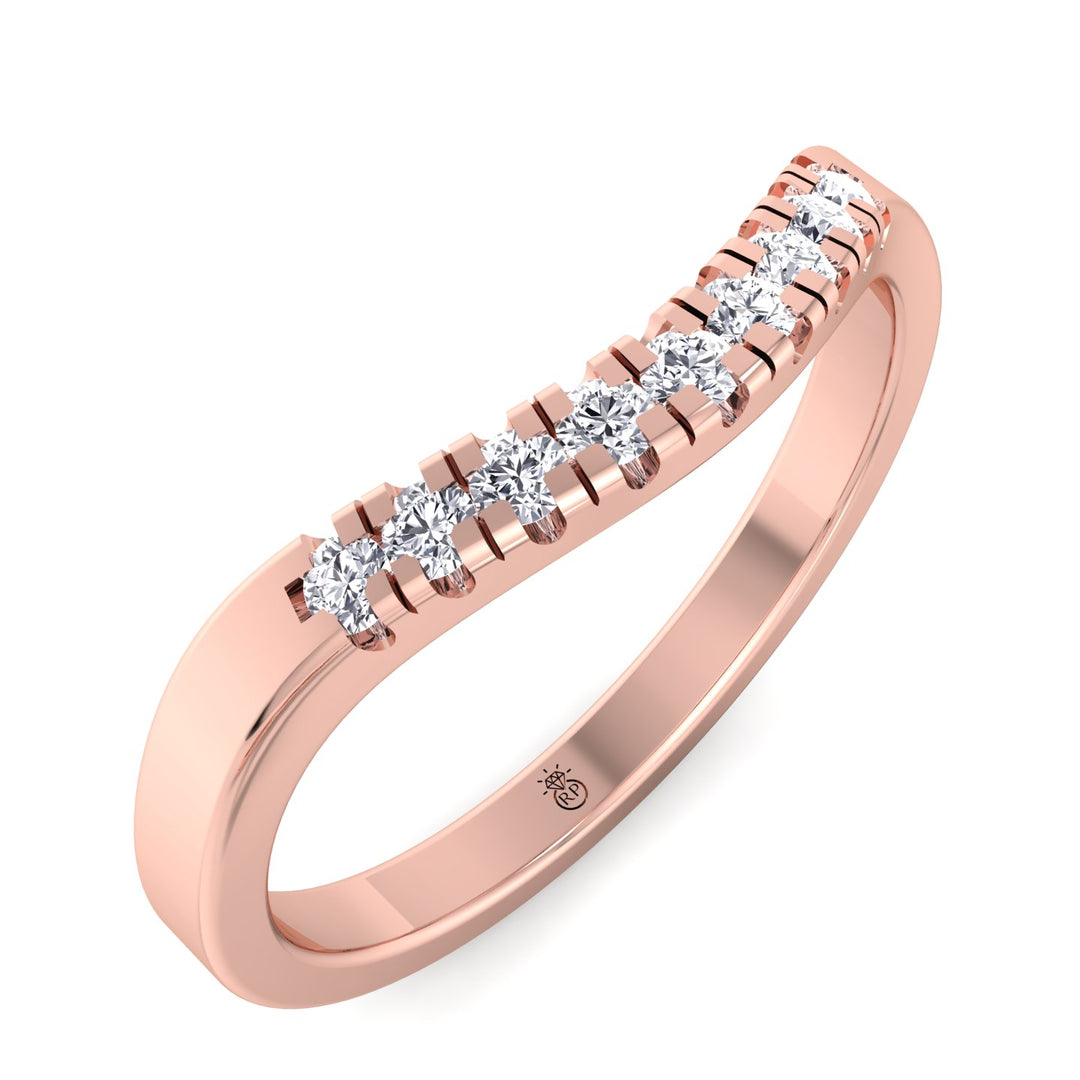Stackable Wedding Band with Curve (0.035CT)