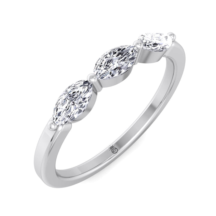 Three Stone Marquise Shape Wedding Band (0.26 CT)