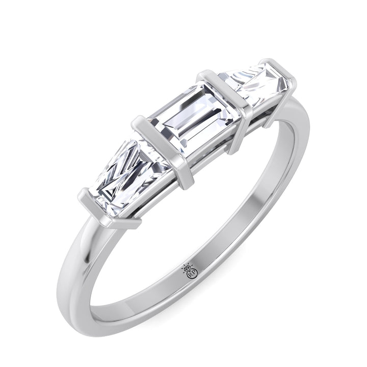 Emerald &amp; Tapered Baguette Shape Wedding Band (0.41 CT)