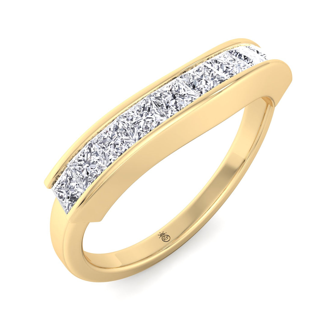 Half Eternity Wedding Band with Curve (0.48 CT)